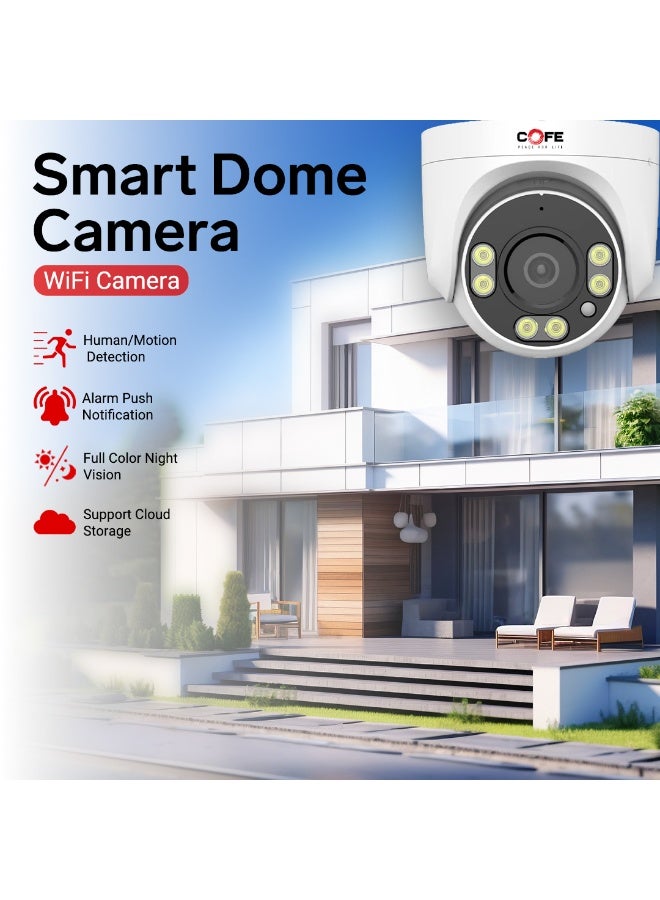 COFE 3MP Wi-Fi Security Camera – AI Human/Motion Detection, Full-Color Night Vision, Two-Way Audio, Cloud & TF Card Recording (CF-W-DP04-3D) - Image 2